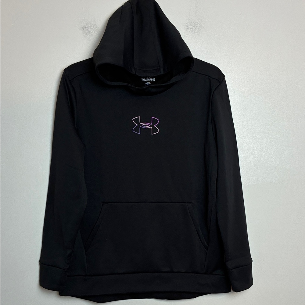 NWT Youth Girls Under Armour Black Hoodie with Purple Emblem Size Youth XL